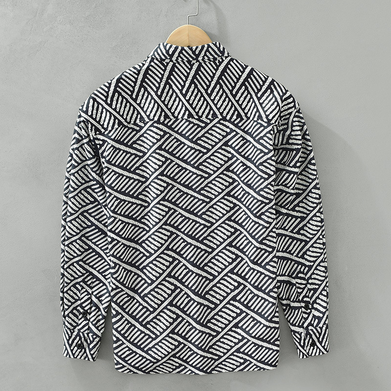 6780 Chemise rétro japonaise à manches longues pour hommes, impression Joker littéraire décontractée, haut ample pour hommes, une génération._voghion.com