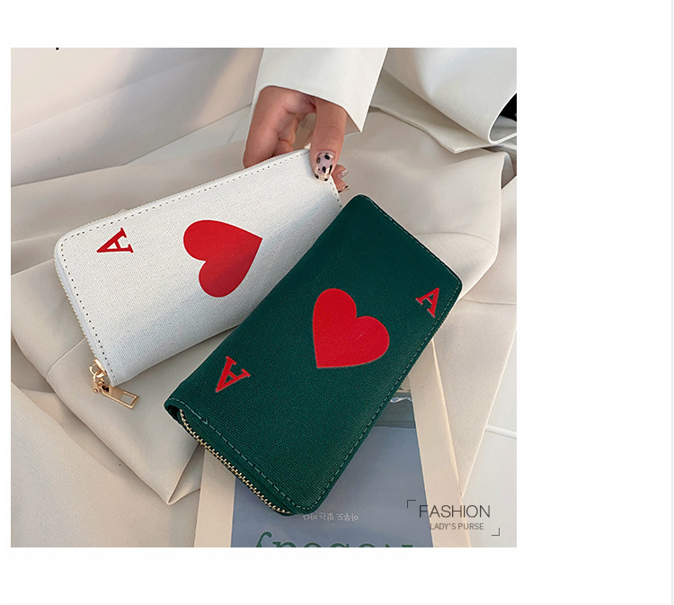 All Seasons Season Women'S Gender Women's Letter Heart Shape Canvas Zipper Wallets