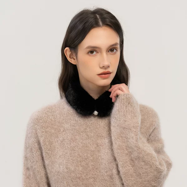Faux mink fur double-sided scarf, Korean style, for women, warm and fashionable for autumn and winter, thickened for neck protection, with magnetic clasp