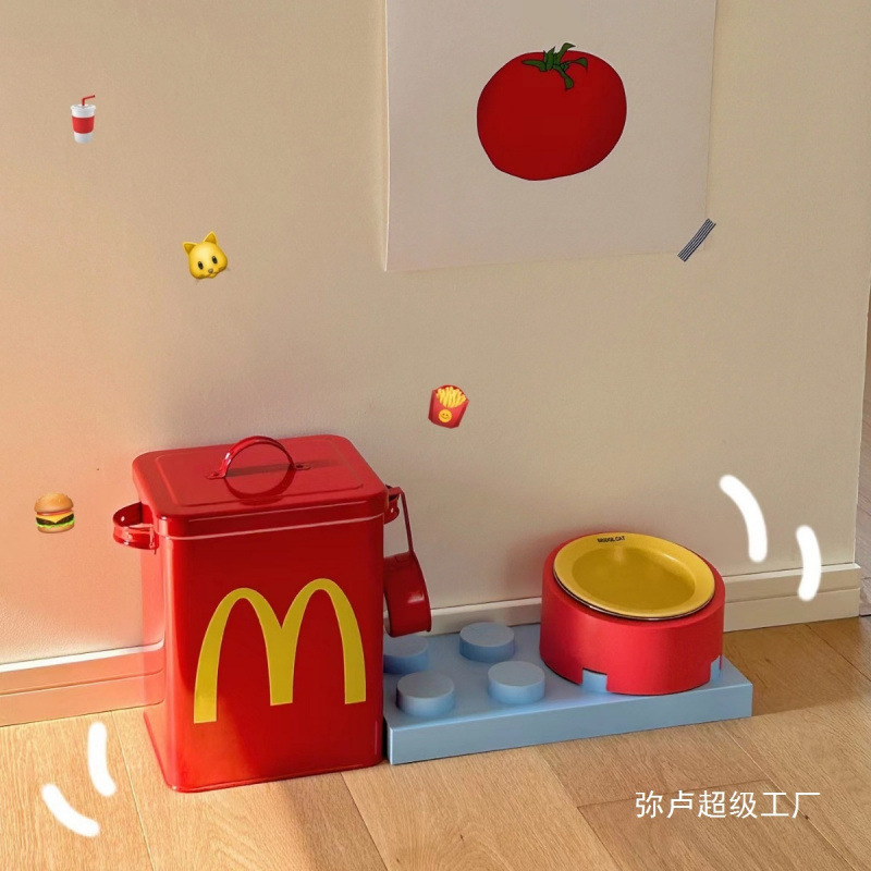 麦当劳猫粮桶小红书同款密封防潮网红收纳箱储粮桶可爱猫猫批发|undefined