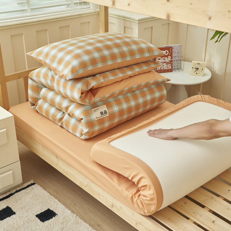 Algodón puro dormitorio universitario cama de tres piezas algodón 2025 verano nuevo estilo funda edredón sábana ropa de cama sábana ropa de cama