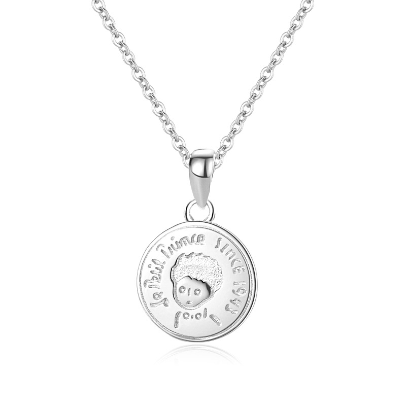 S925 pequeño príncipe colgante luz femenina de lujo nicho ronda marca clavícula cadena moneda pura plata red temperamento frío estilo