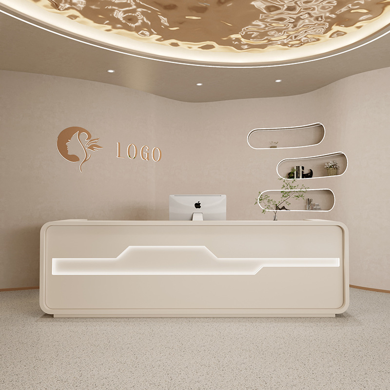 现代简约公司酒店前台接待台网红美容院服装店收银台烤漆吧台