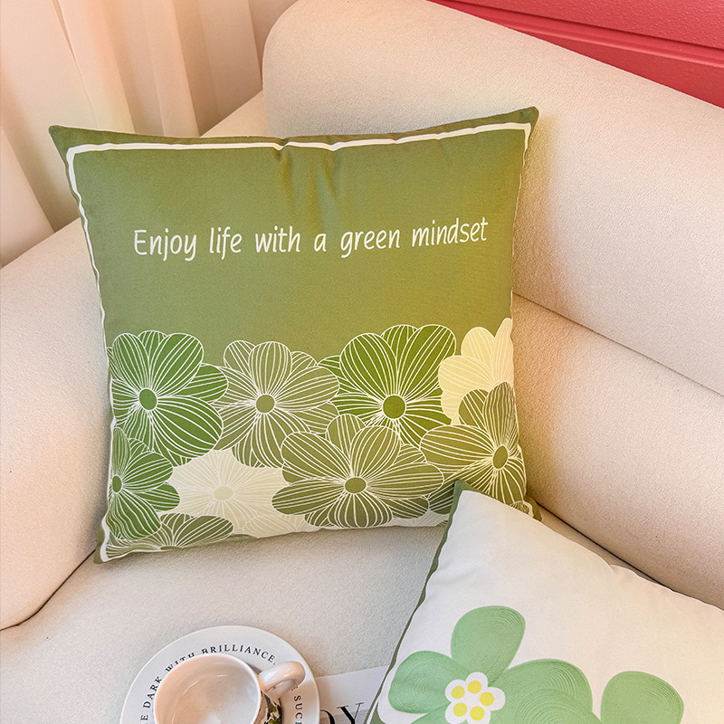 Xiaoqing viento fresco estampado de flores almohada funda de almohada sala de estar sofá almohada impresión de cabecera correa de almohada de cintura abstracta