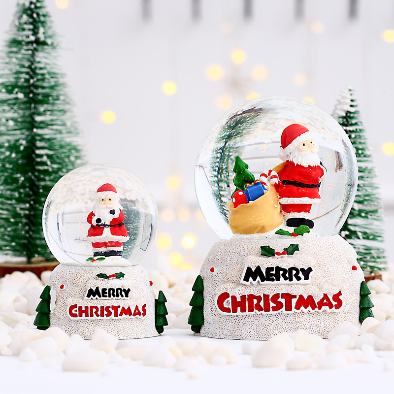 Christmas New Luminous Crystal Ball Christmas Snowman Old Man Glass Ball Desktop Ornament Christmas Eve Children's Gift