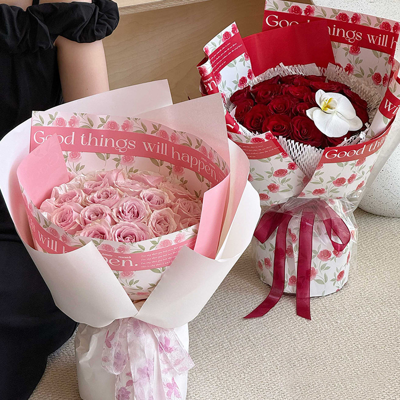 Huaxi Rose Garden flor de embalaje de papel de comercio exterior transfronterizo ramo de flores regalo diy florista flor de paquete de flores image 3
