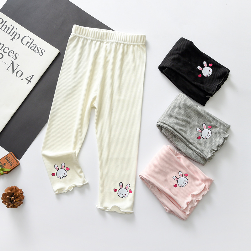 New Summer Children's Leggings 2025 Summer Style Girls' Pants with Cute Bunny Legs and High Elasticity Princess Pants