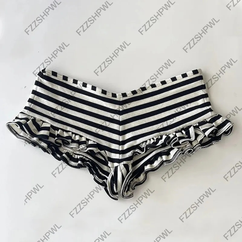 Summer New Korean Subculture Y2K Style Striped Lace Hot Girl Shorts European and American Fashion Cross-Border Women's Shorts