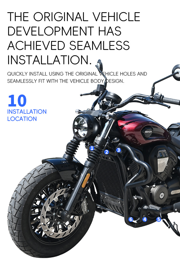 Suitable for Benda Black Flag 950 crash bars, anti-fall bumpers, foldable backrest, rear rack, side bags, tail rack protection modification