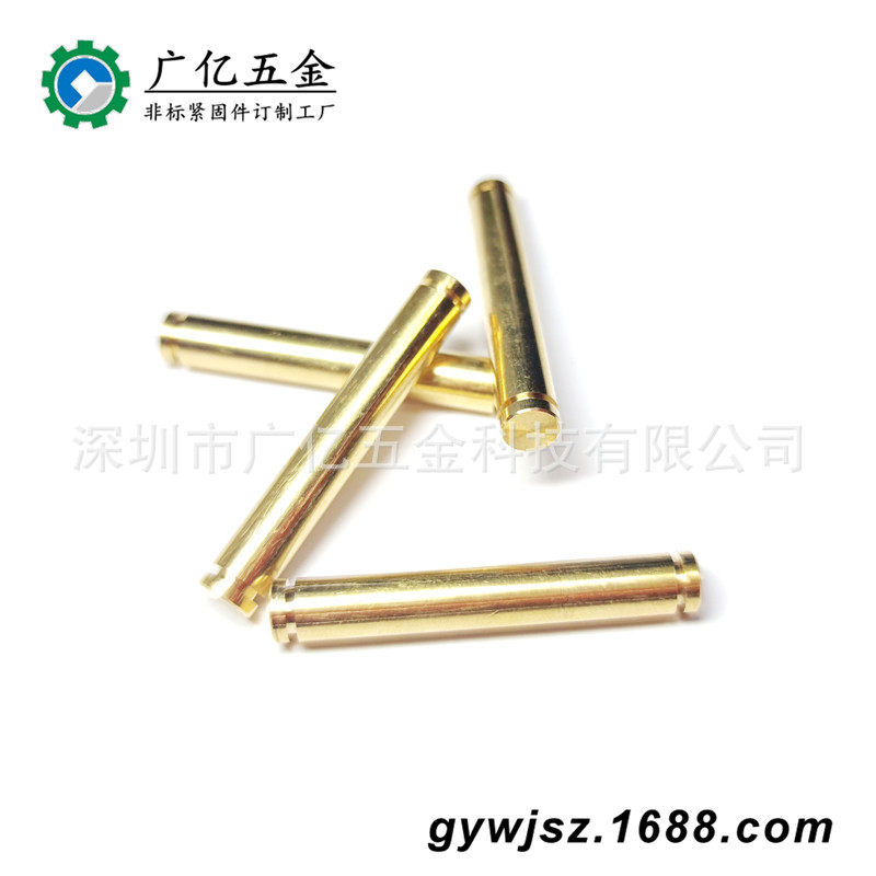 非标零件制造  黄铜自动车床机床产品 H59铜连杆 带槽插销6x40