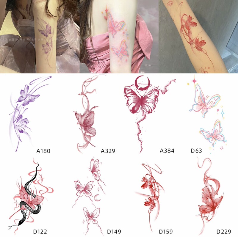 Colorful Arm Butterfly Tattoo, Sexy Hot Girl Leg Tattoo, High-Appearance Young Girl Washable Trendy Sweet Cool Waterproof Sticker Colorful Arm Butterfly Tattoo, Sexy Hot Girl Leg Tattoo, High-Appearance Young Girl Washable Trendy Sweet Cool Waterproof Sticker