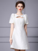 Fashionable and Exquisite Neckline Bow Bubble Sleeve A-line Dress Short Summer