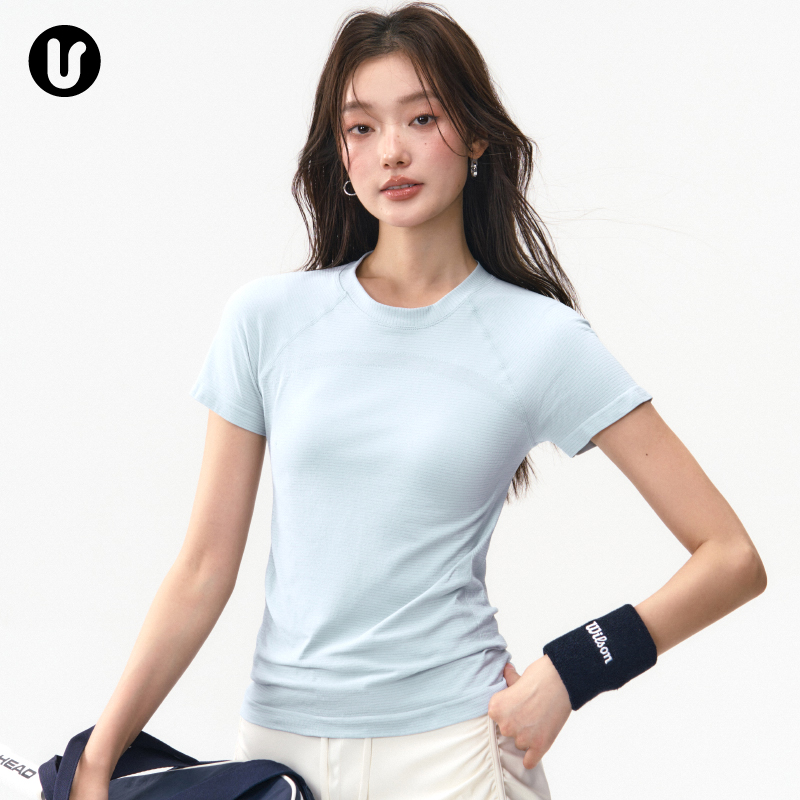 Factory Direct Sports Short-Sleeved Quick-Drying Slim-Fit T-Shirt Badminton Yoga Wear Running Pilates Fitness Suit for Women
