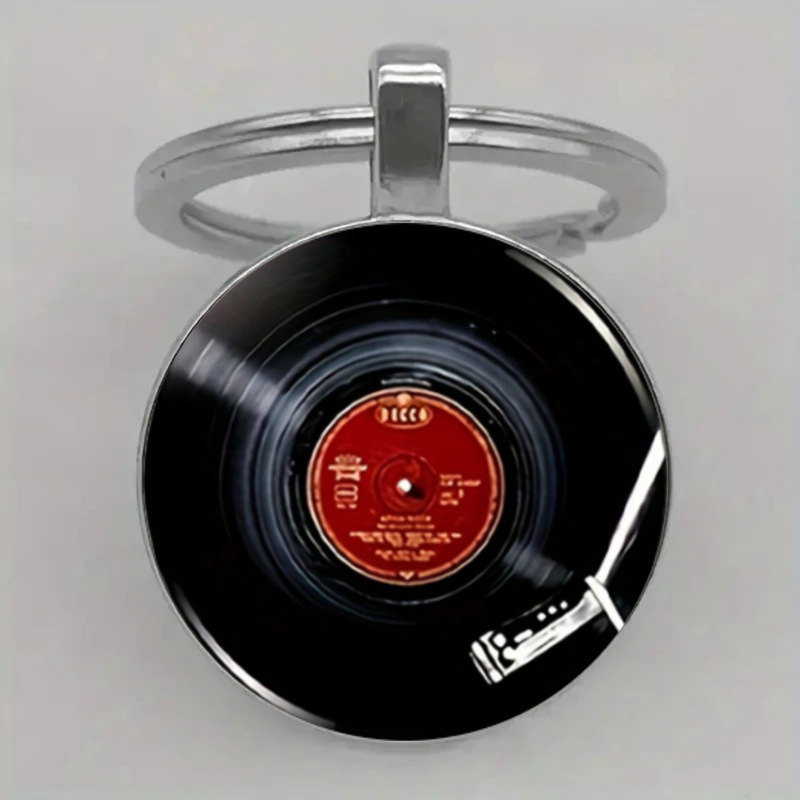 Vinyl Record Music Record Time Gem Keychain Pendant Metal Key Ring Bag Hanging Creative Gift