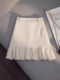 Irregular ruffle skirt 2024 autumn high waist A- shaped hip slim white Denim skirt women's anti-light