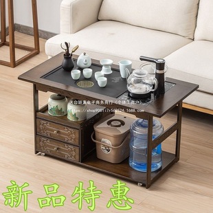 Mobile Small Kung Fu Tea Table, Tea Table, Sofa Side Table, Coffee Table, Balcony Tea Cart, Tea Tray, Water Kettle All-In-One Set