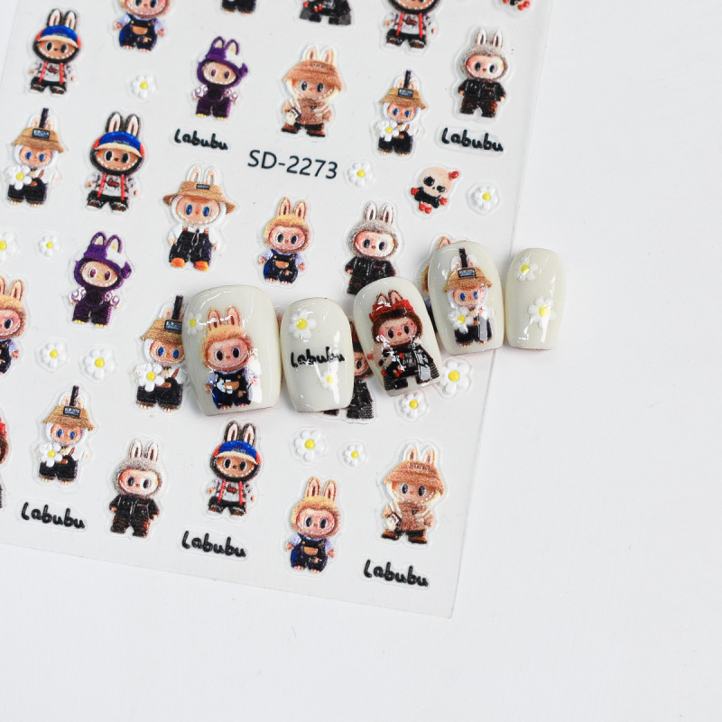 ZM 新しい labubu ネイルアートステッカーカラフルな labubu インターネット有名人カラー diy 面白いパーソナライズされたネイルステッカー|undefined