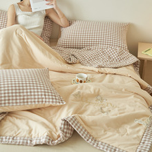 全棉新疆棉花夏被四件套空调被夏凉被三件套纯棉可机洗夏季薄款