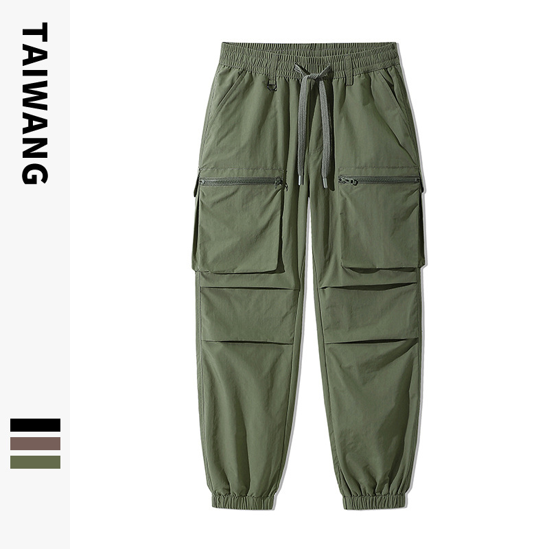 Men's Clothing Waterproof Casual Pants Loose Multi Pocket All match Cuffed Trousers_voghion.com