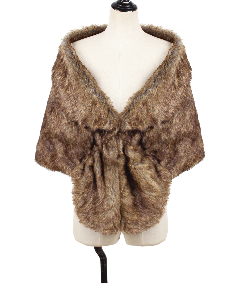 Women's Simple Style Solid Color Imitation Fur Spandex Acrylic Contrast Binding Shawl display picture 19