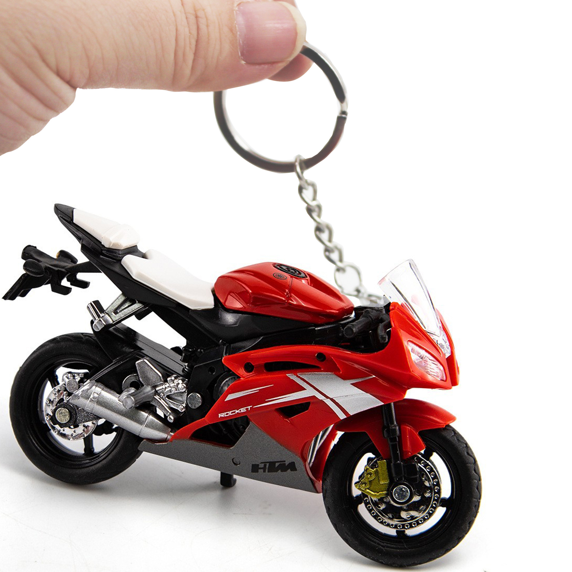 빨간색 HX812 키체인 풀리 충격 흡수 스프링 시뮬레이션 오토바이 모델 11.2*6.5*4.2CM 국경 OPP 가방 47g
