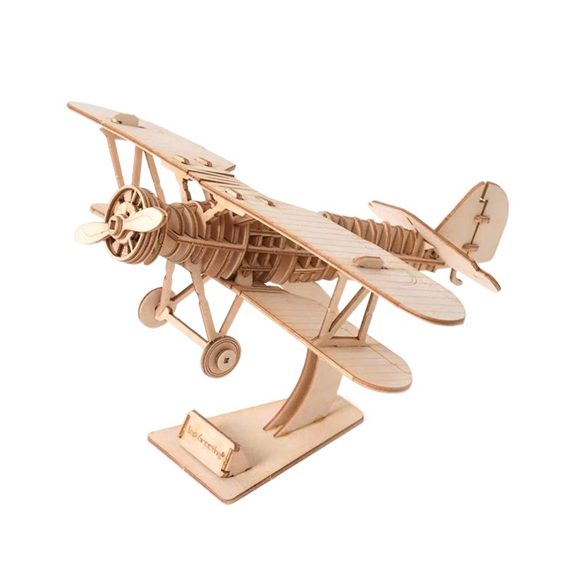 3D rompecabezas de madera biplano juguetes educativos para niños 3D rompecabezas de madera rompecabezas tridimensional de bricolaje