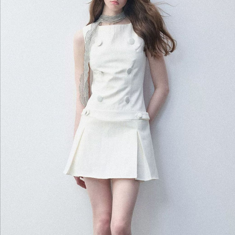 Luamos "Lyocell Linen Blend" Sleeveless Dress for Women, Summer Simple and Elegant Slim-Fit Short Dress Luamos "Lyocell Linen Blend" Sleeveless Dress for Women, Summer Simple and Elegant Slim-Fit Short Dress