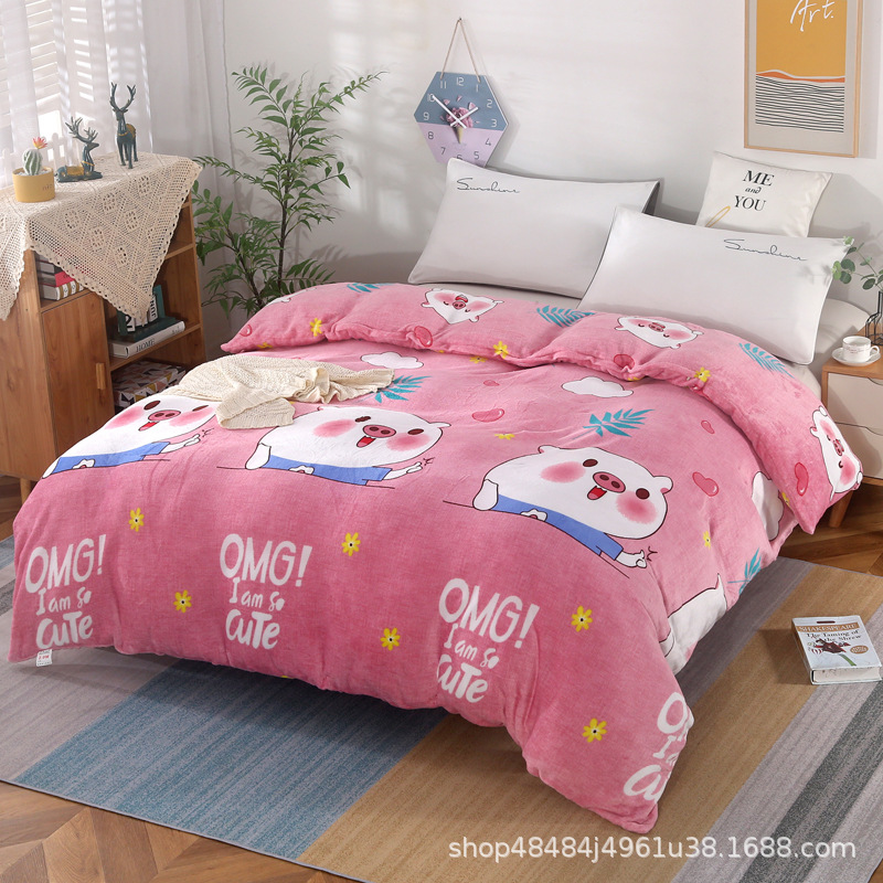 Flange edredón más edredón cubierta doble una sola pieza de lana de coral de doble cara de lana de invierno