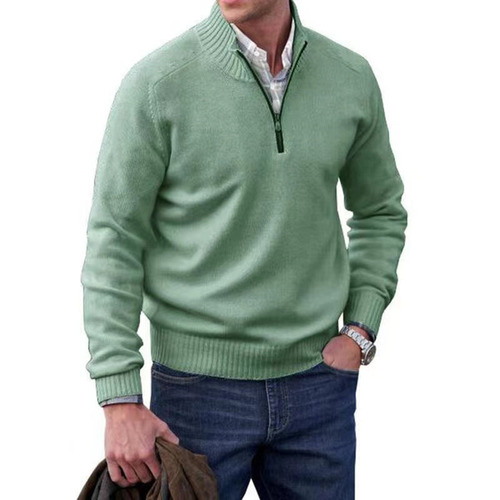 Cashmere sweater independent station foreign trade men's clothing zipper turtleneck sweater wool men's warm sweater open coat men