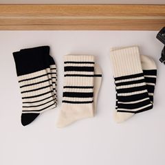 Autumn/Winter Socks Women's Socks Original Ins Trend Middle Calf Socks Minimalist High Elastic Stripe Shark Pantyhose Bunchy Socks
