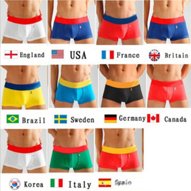 Aliexpress Popular Men's Underwear World Cup Flag Version Pure Cotton Men's Boxer Briefs Wide-Brimmed Boxer Shorts