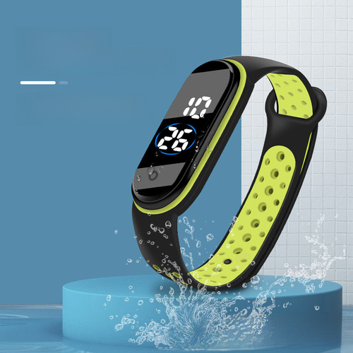 Fashion LED Electronic Bracelet Watch with Dual Color Band, Rice M4 Student Outdoor Sports Touch Screen Electronic Watch