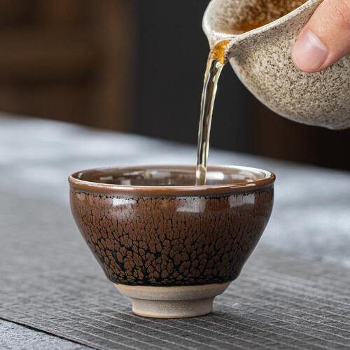 Jianyang Jianzhan Ceramic Glaze Transformation Oil Drop Natural Iron Body Host Cup Gongfu Tea Cup Tea Tasting Cup Tea Set Tea Bowl Tea Vessel