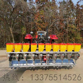 四轮拖拉机带12行水田旱田两用水稻直播机 种水稻的机器图片