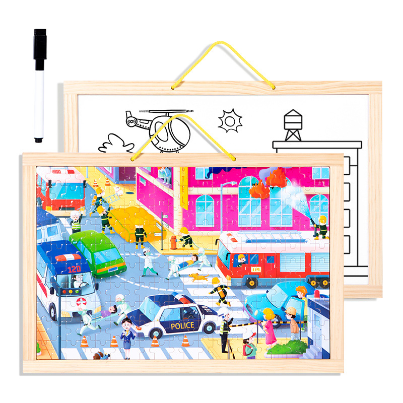 200 piezas de puzzle de madera para niños muchos juegos temáticos juegos de doble cara juguetes de inteligencia de educación temprana