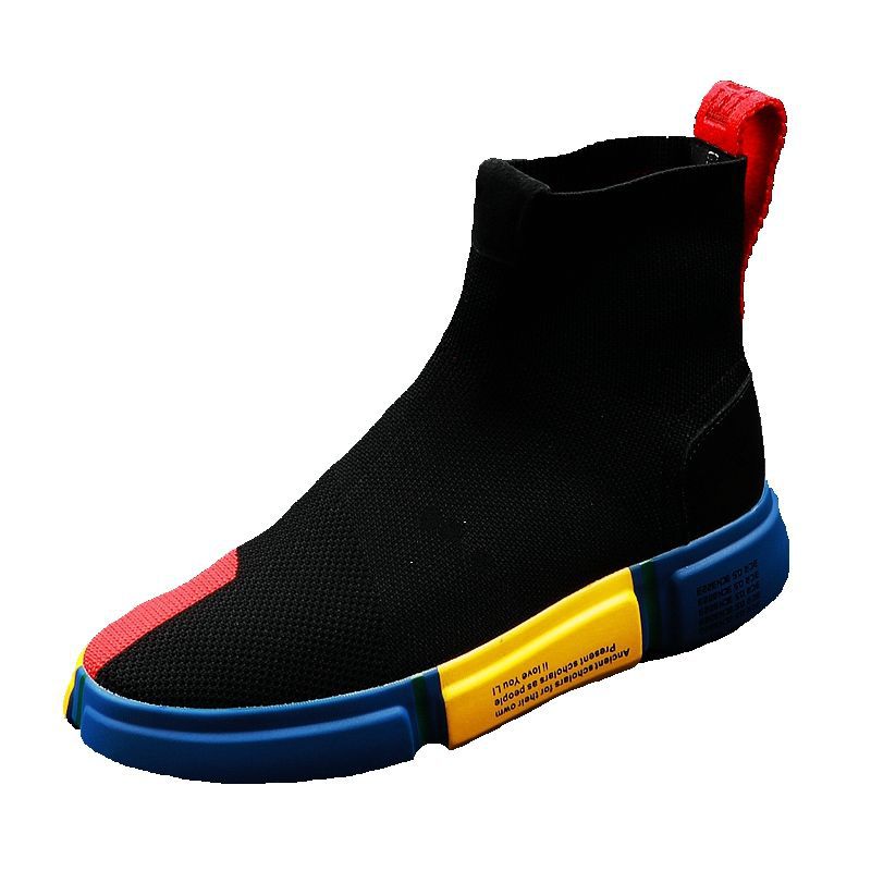 Summer New Men S High Top Shoes Set Feet Knit Socks Hip Hop Trend Korean Version Of Youth Short Boots Increase_voghion.com