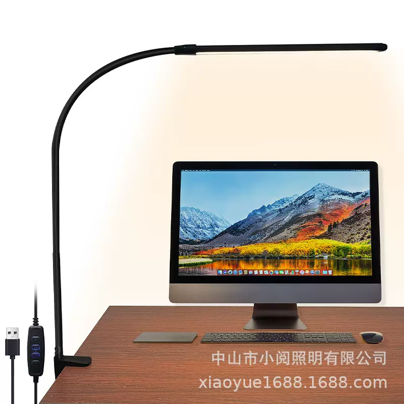 亚马逊LED长臂护眼台灯USB学习台灯阅读灯卧室床头灯夹子灯美甲灯