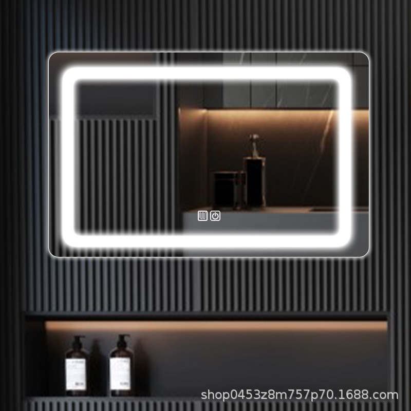 Espejo inteligente cuadrado pantalla táctil baño con lámpara anti-nebble baño colgado pared espejo maquillaje