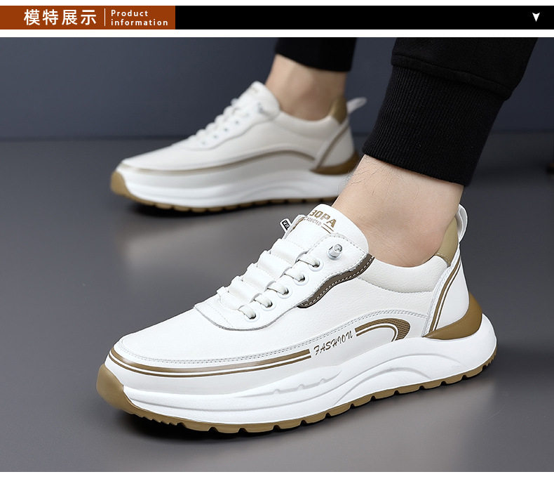 Giày thể thao nam sneaker cổ thấp đế dày gót 3–5 cm, mũi tròn, dây buộc, phối màu trắng đen kaki — H6892 màu kaki, H6892 màu trắng, H6892 màu đen chi tiết 16