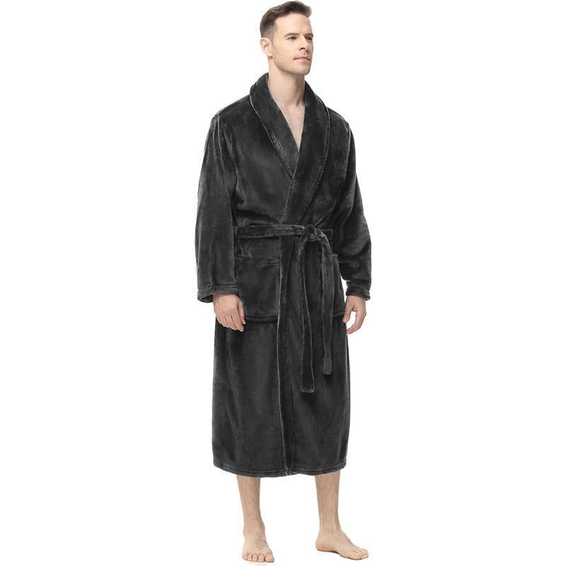 2025 New Cross-Border Dropshipping Men's Fleece Bathrobe, Soft Plush Men's Bathrobe, Fluffy and Stylish