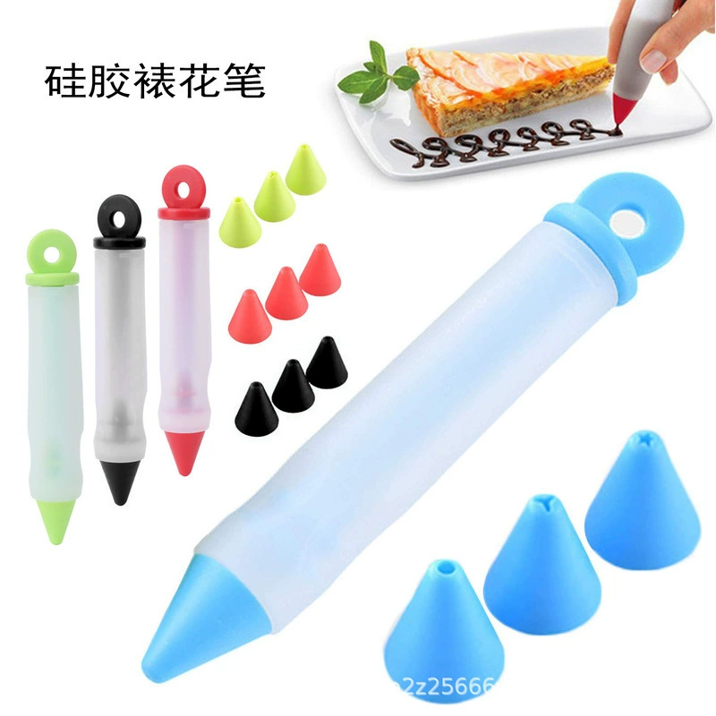 4 -headed silicon glue decorative pen cream cake writing stiches baking decorative tools Western food disk tool fruit sauce pen
