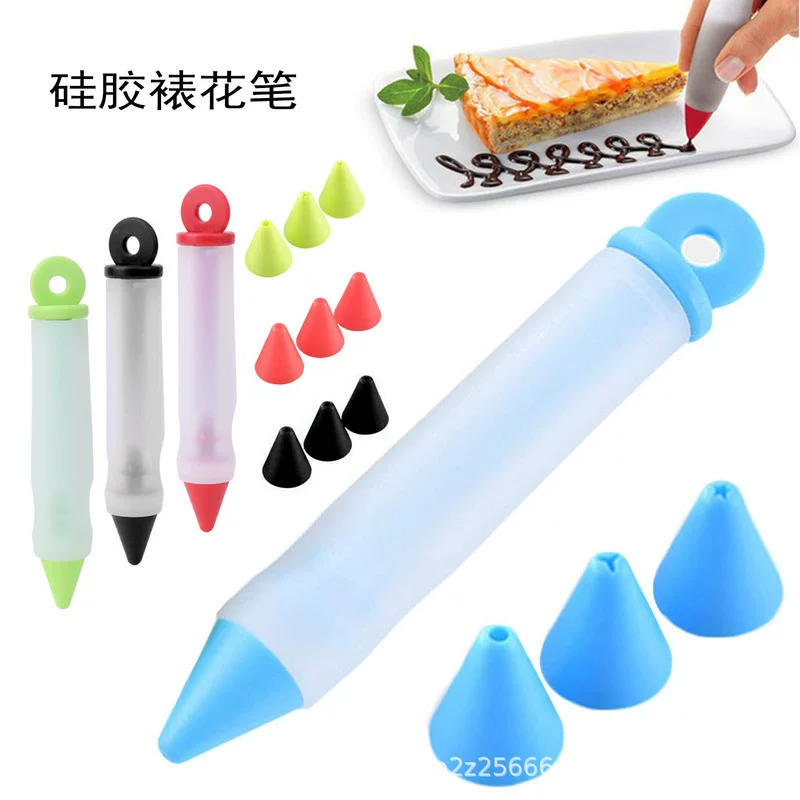 4 -headed silicon glue decorative pen cream cake writing stiches baking decorative tools Western food disk tool fruit sauce pen