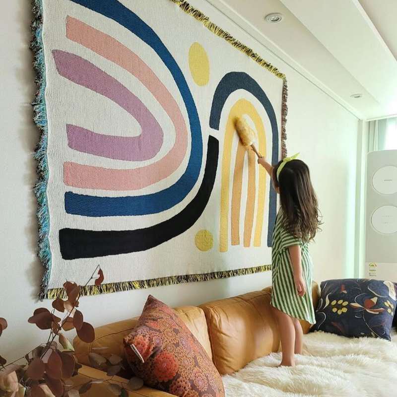 Nordic Rainbow Ring Tapestry Leisure Blanket Blanket Cover Blanket INS Nap Blanket Sofa Decorative Blanket Creative Living Room