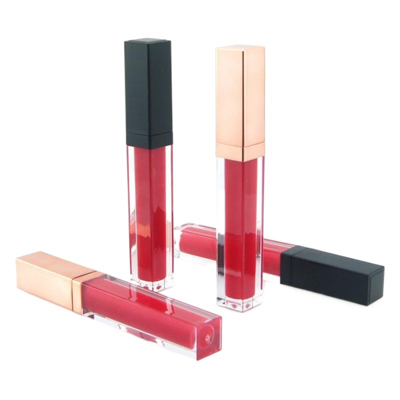 En stock venta al por mayor 5ml rosa de oro cuadrado labio esmalte tubo de brillo de labios tubo de lápiz labial tubo vacío logotipo imprimible