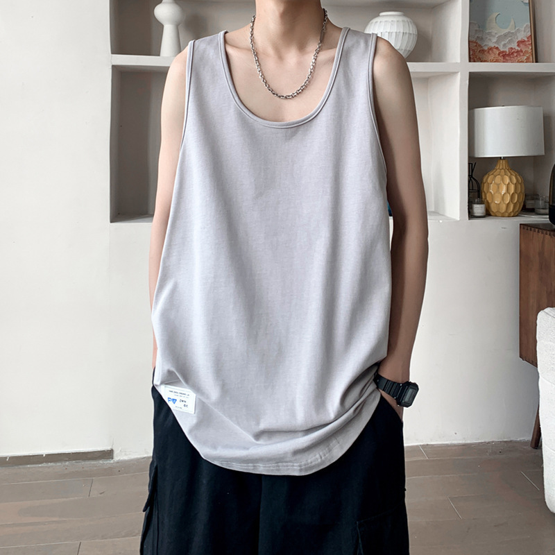 Camiseta de moda casual suelta 2024 verano chaleco de estudiantes de estilo de Hong Kong algodón sin mangas marca de moda ropa al aire libre para hombres