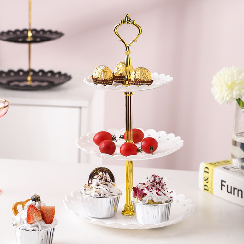 Three-layer fruit plate creative European-style living room household multi-layer afternoon tea snack plate candy snack cake snack stand