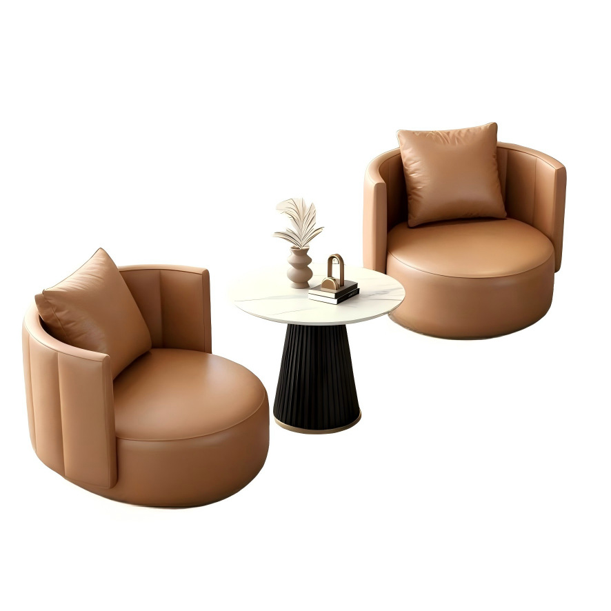 Sofá de lujo ligero para una sola persona, bar, hotel de alojamiento residencial, habitación de huéspedes, sofá perezoso, combinación de mesa redonda giratoria image 8