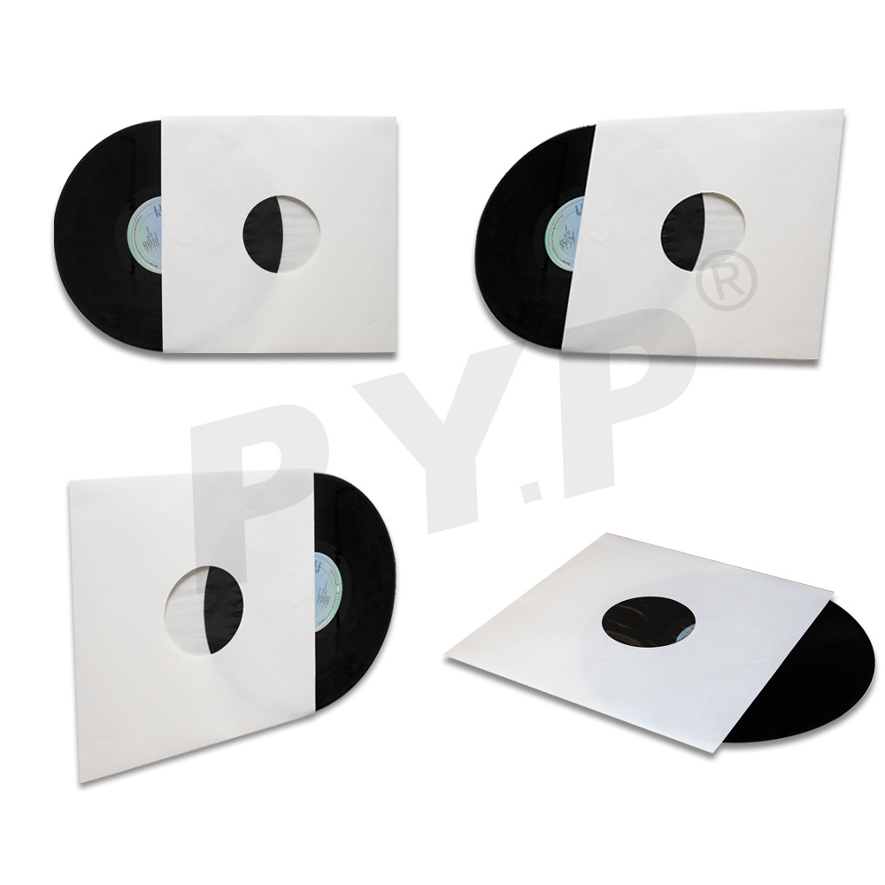 LP bolsa de disco de vinilo de 12 pulgadas de 10 pulgadas de 7 pulgadas de piel de vaca blanca pofilm bolsa protectora a prueba de polvo anti-estática bolsa de almacenamiento de registro