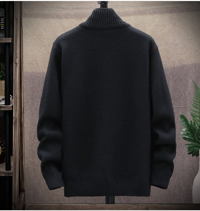 Men's Velvet Patchwork Cardigan Stand-up Collar Jacket Slim Fit_voghion.com