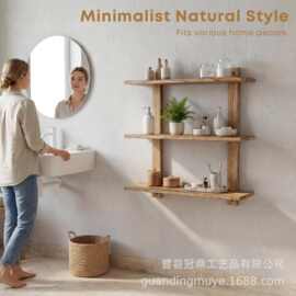 实木三层置物架新款墙壁收纳架家用壁挂式书架实木儿童房绘本架
